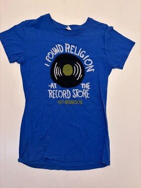 Matt nathansonBlue Graphic 'I Found Religion at the Record Store' Tee